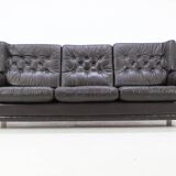 Czech Brown Leather Sofa, 1970s