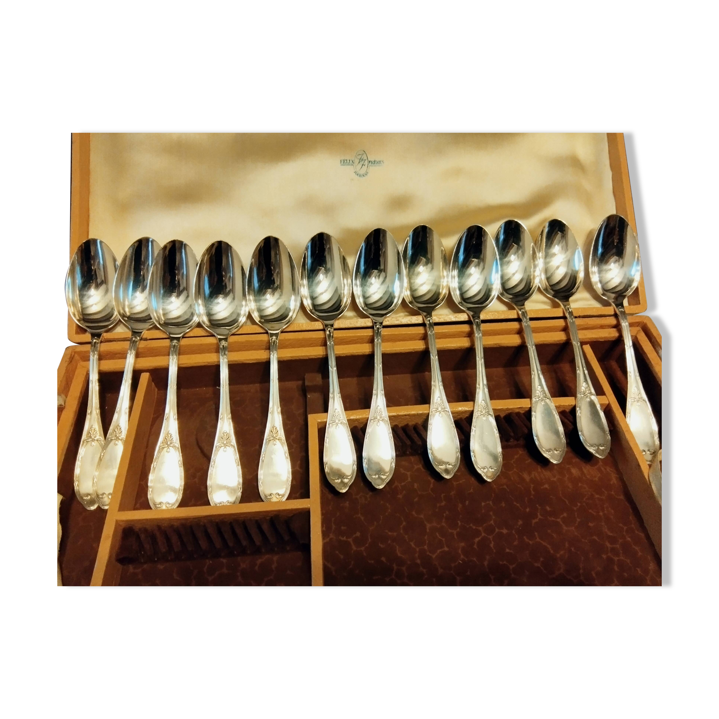 12 silver-plated metal tablespoons by Félix Frères