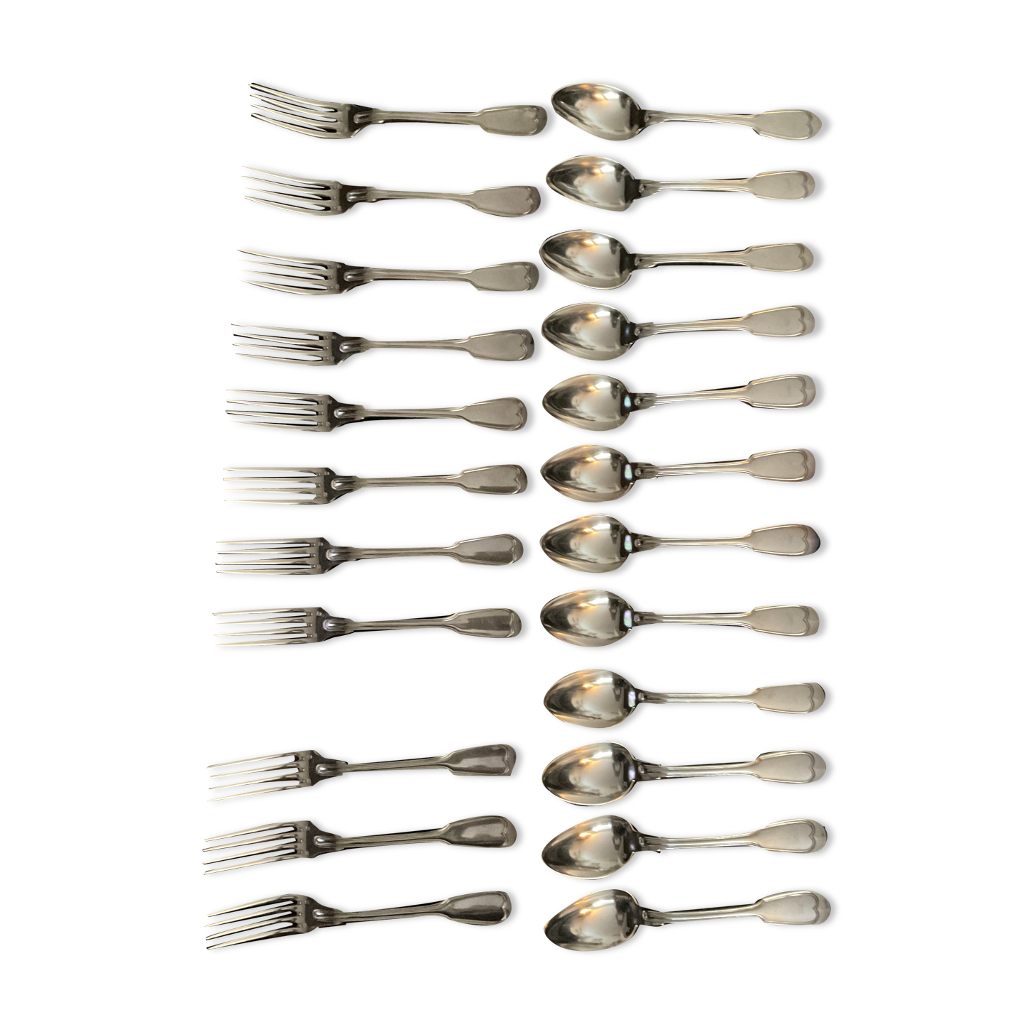 12 forks and 12 spoons.old .silver metal
