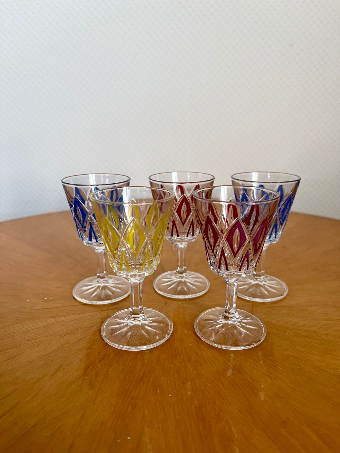 Set of 5 liquor glasses in crystal Reims 1950