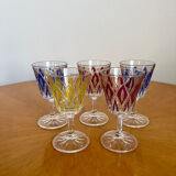 Set of 5 liquor glasses in crystal Reims 1950