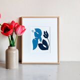 Bird and flower (greyblue and darkblue) — peinture originale en édition limitée par Deleine
