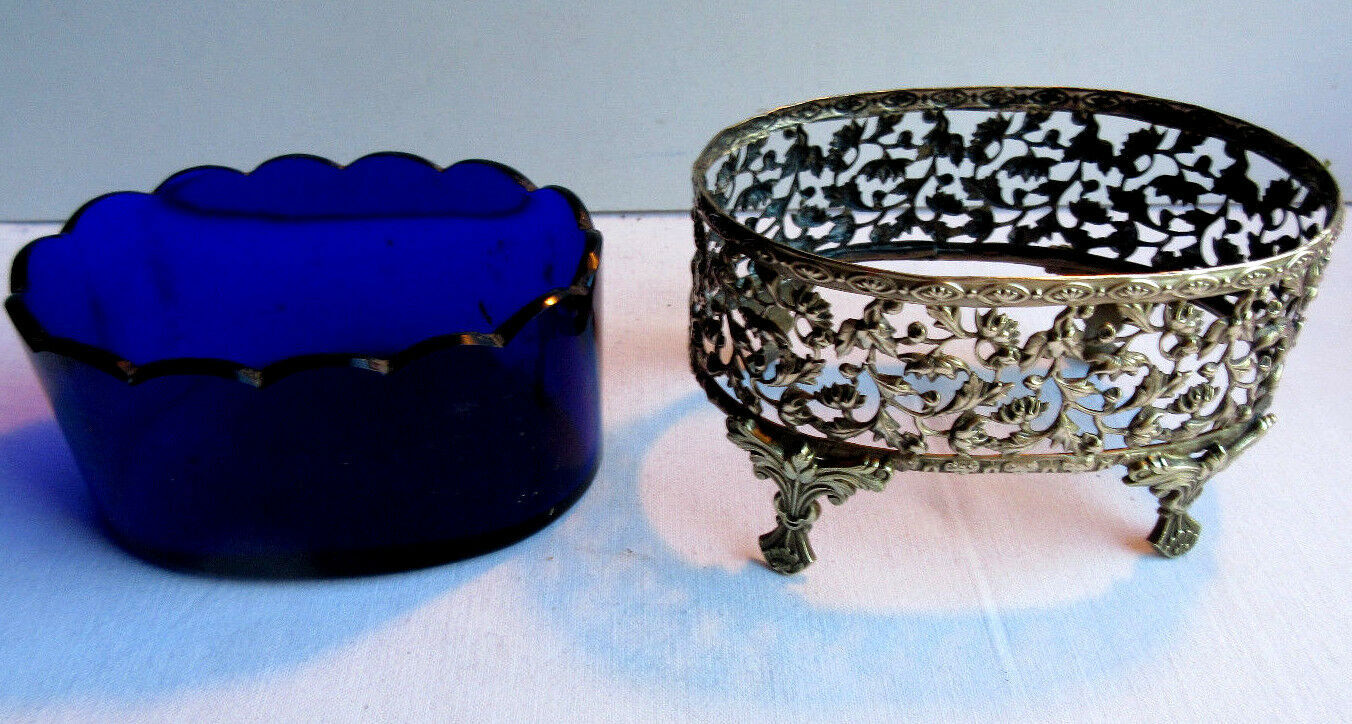 Small table jardiniere, cobalt blue crystal and napoleon iii gilded bronze support
