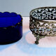 Small table jardiniere, cobalt blue crystal and napoleon iii gilded bronze support