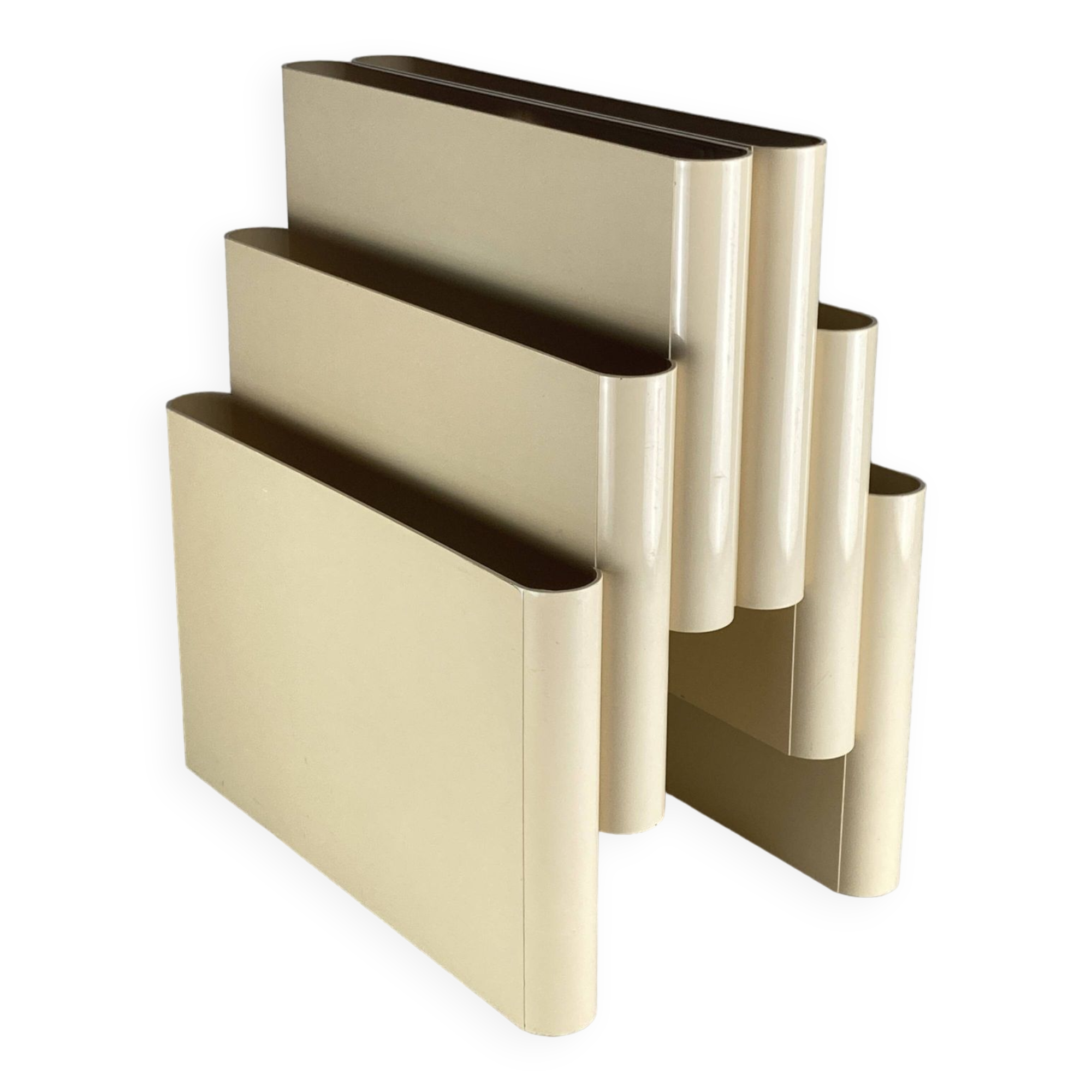 Porte-revues beige blanc cassé par Giotto Stoppino pour Kartell, Italie 1970
