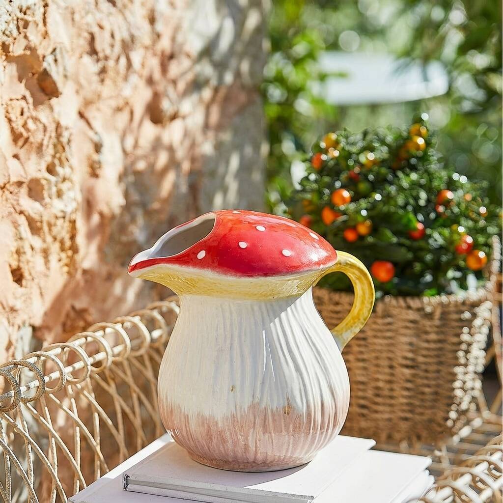 Vintage mushroom barbotine carafe