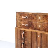 Art deco italian chest of drawers in walnut burl 1930