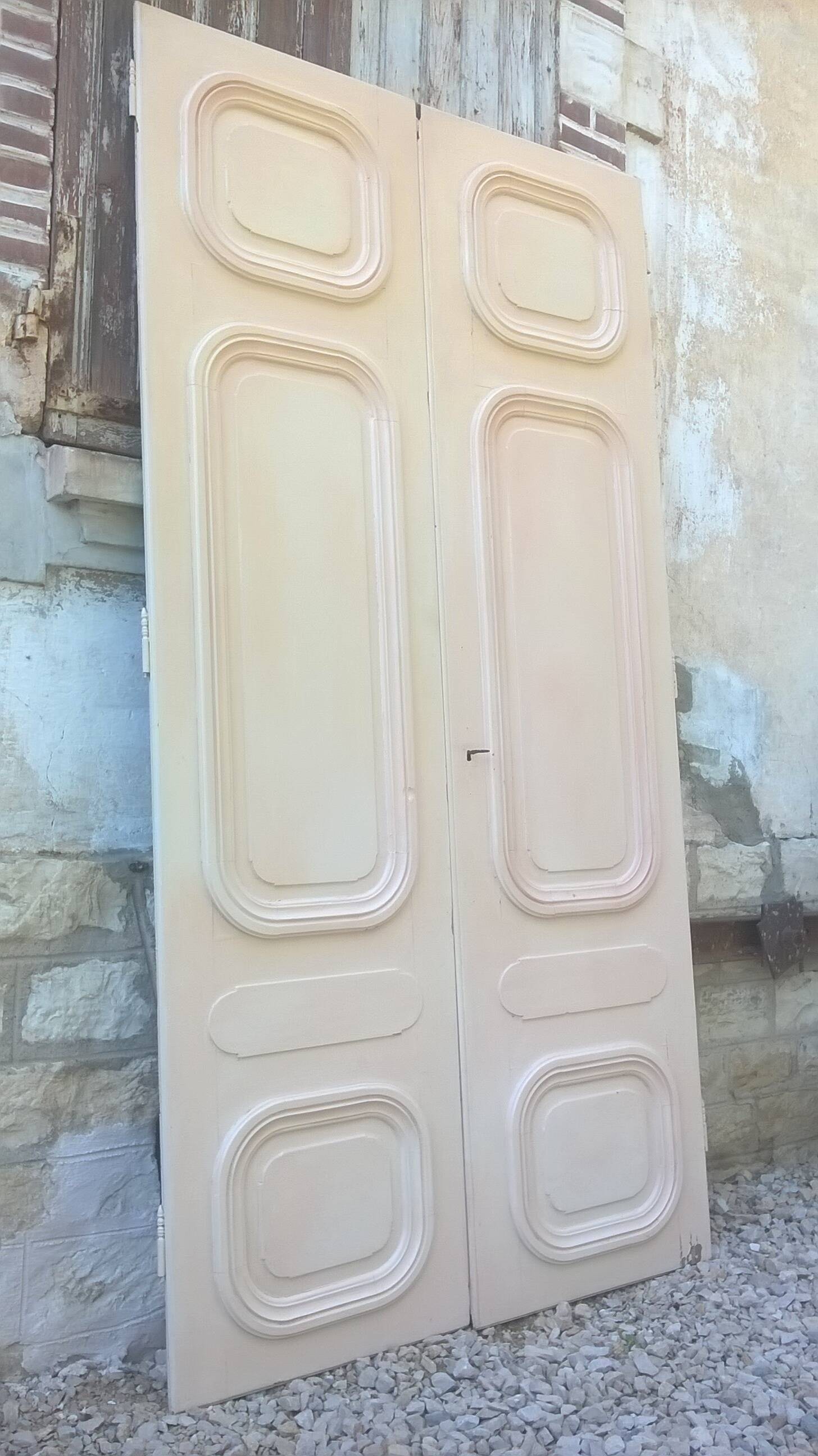 Set of large double old molded cupboard doors