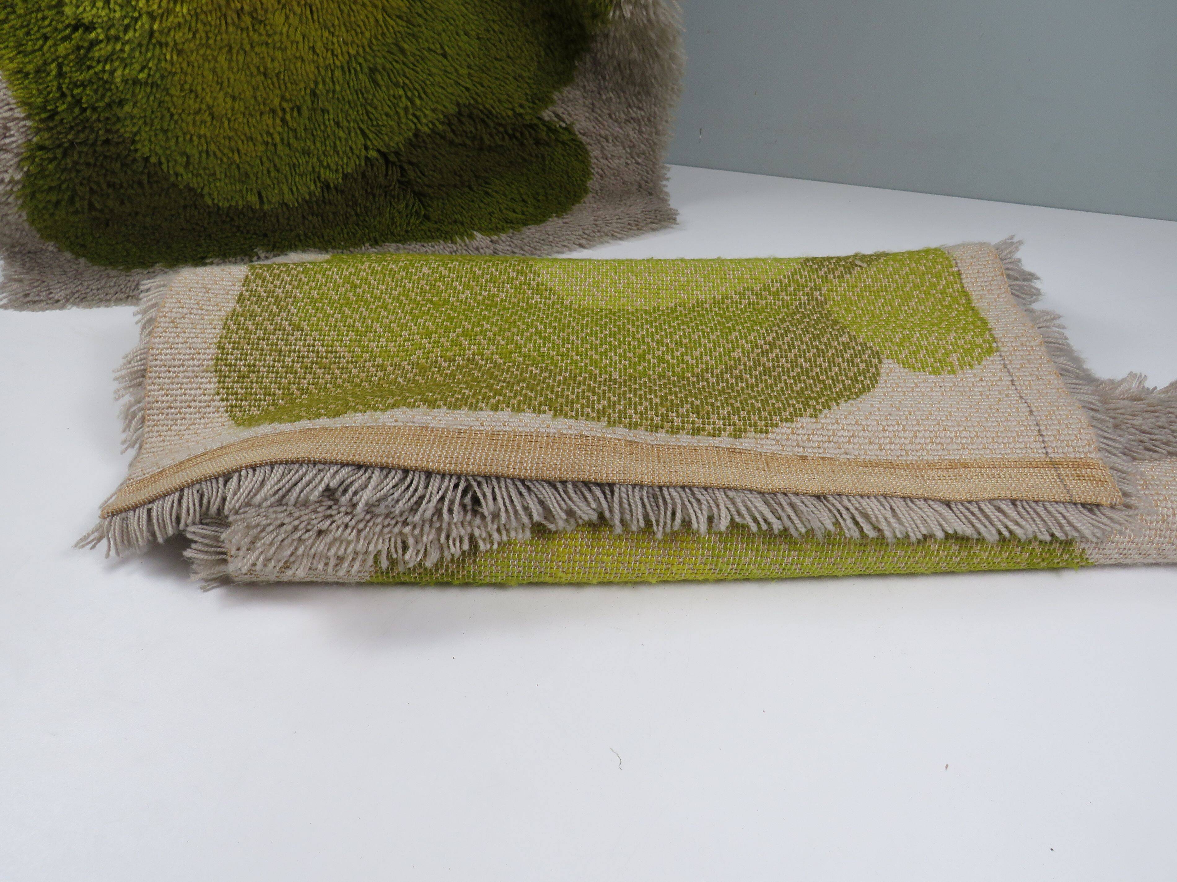 Pair of vintage Desso rugs from the 70s – moss green & beige