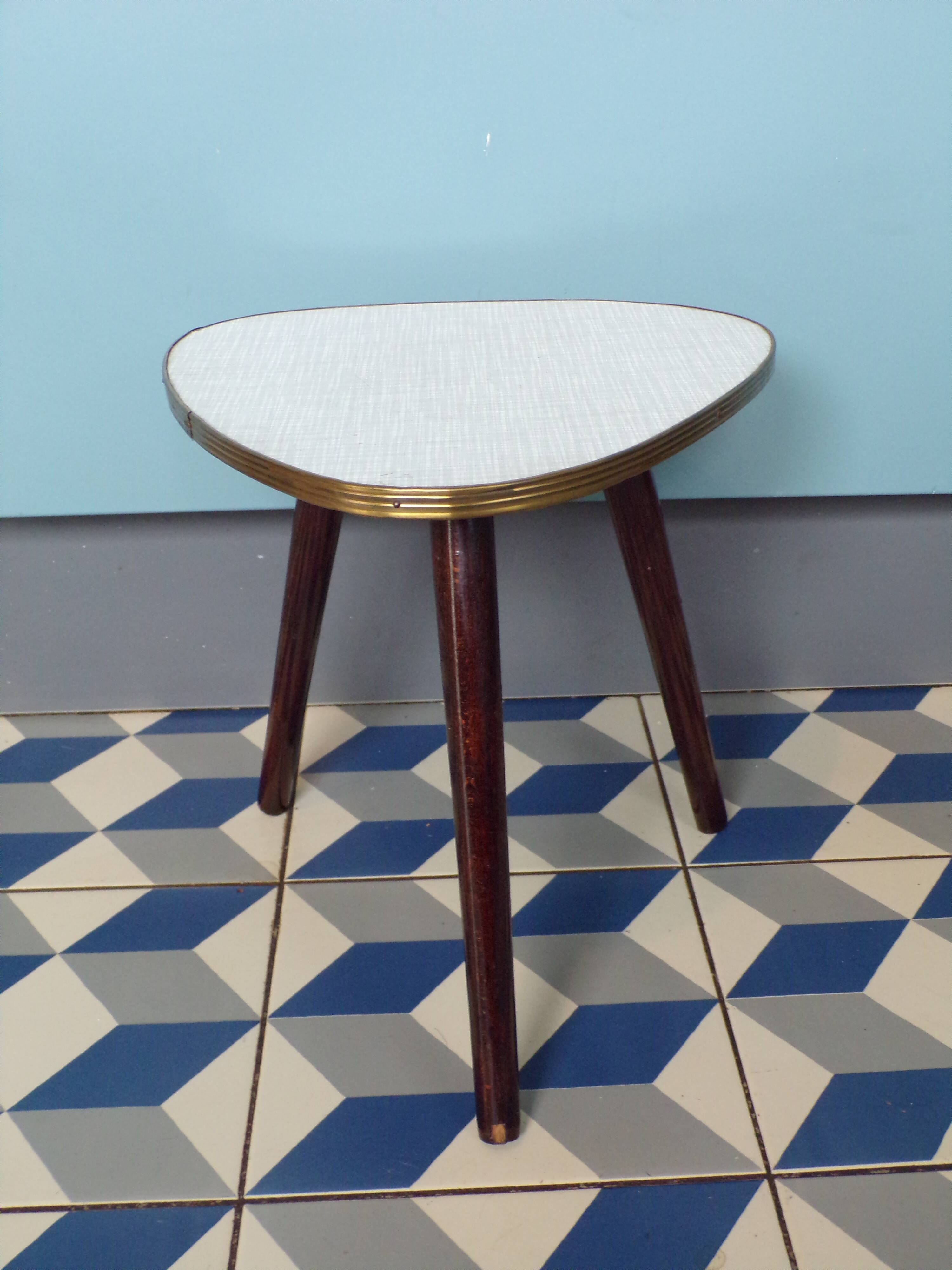 Table porte plante vintag en formica blanc