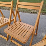 Set of 4 Folding Chairs in Wood and Plywood
