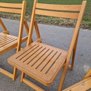 Set of 4 Folding Chairs in Wood and Plywood