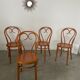 Set of 4 old curved wood bistro chairs light wood
