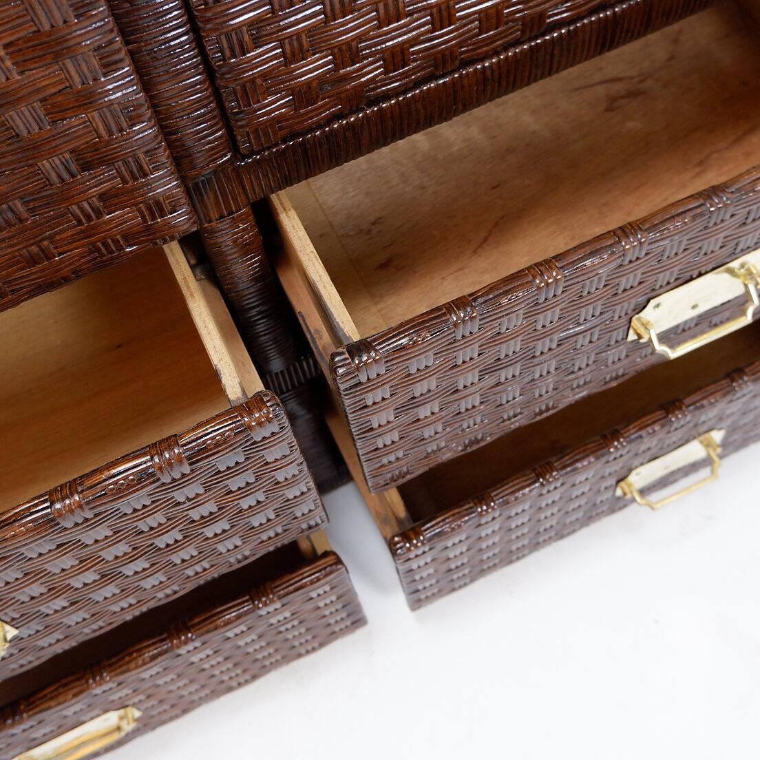 Vintage coastal woven rattan chest of drawers