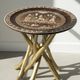 Vintage oriental coffee table in marquetry and mother-of-pearl – Unique piece