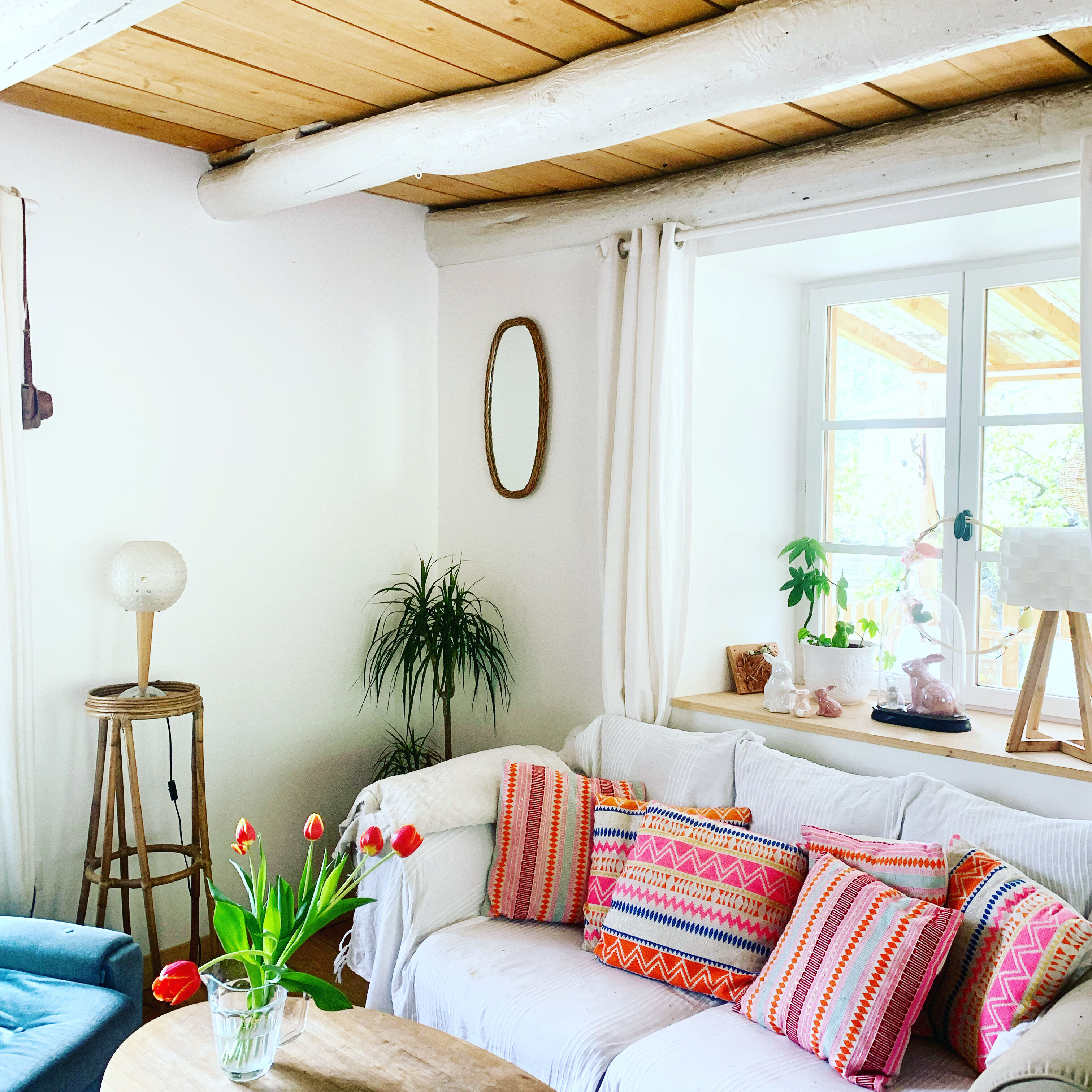Miroir vintage en osier