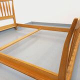 Lit double vintage français Guillerme et Chambron en chêne massif années 60