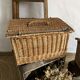 Antique wicker basket with closure and handle