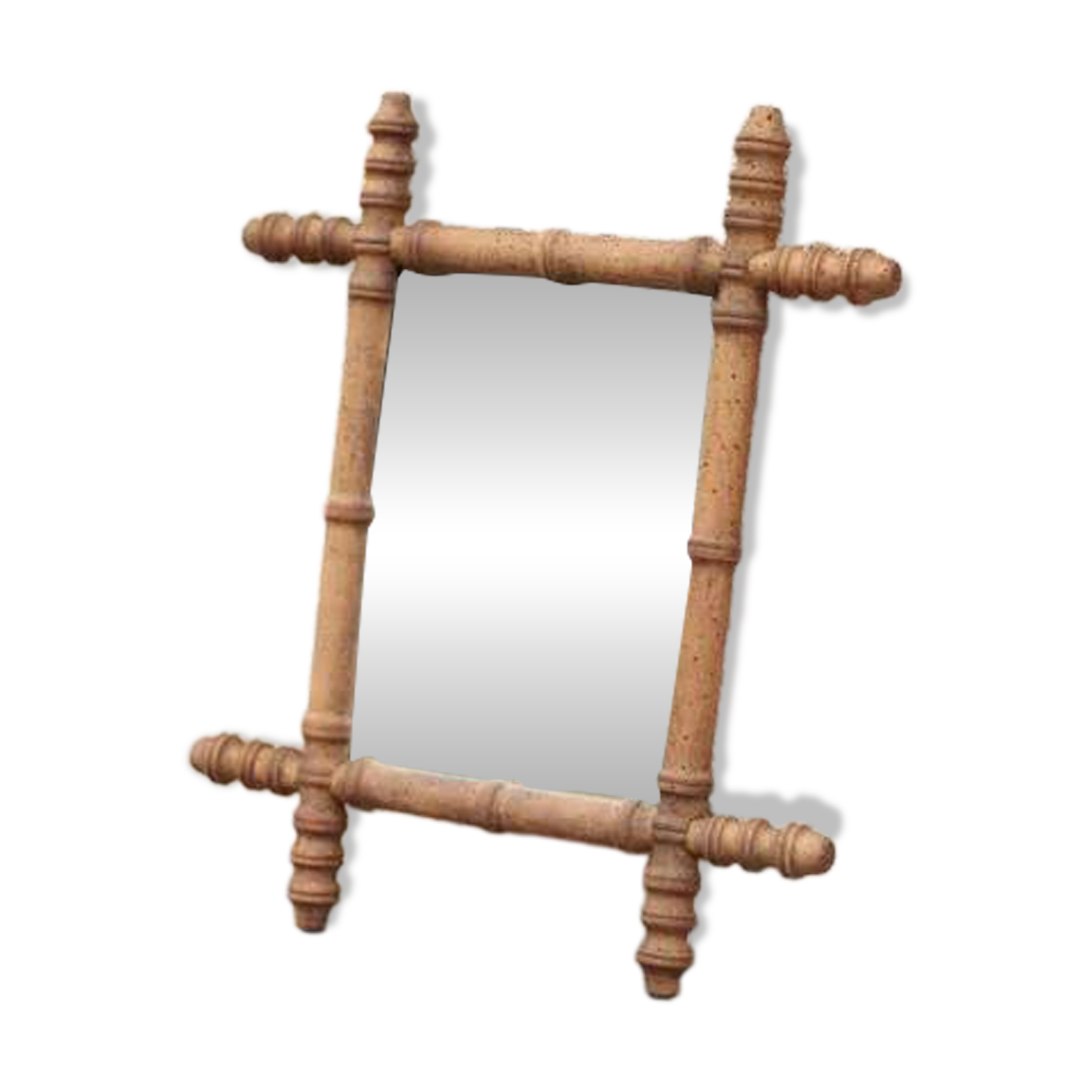 Wooden bamboo imitation mirror, antique mirror, hanging mirror, interior decor, mirror