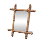 Miroir bois imitation bambou, miroir ancien, miroir à suspendre, déco intérieur, mirror