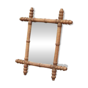 Wooden bamboo imitation mirror, antique mirror, hanging mirror, interior decor, mirror