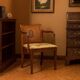 Antique beech armchair stained walnut and fabric, Italy, 19th century