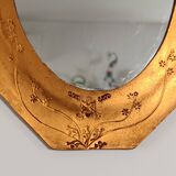 Small octagonal mirror in gold leather