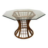 Roche Bobois table in glass and bamboo from the 1970s.