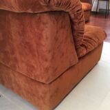 Vintage corner sofa modular velvet orange burned 70 years