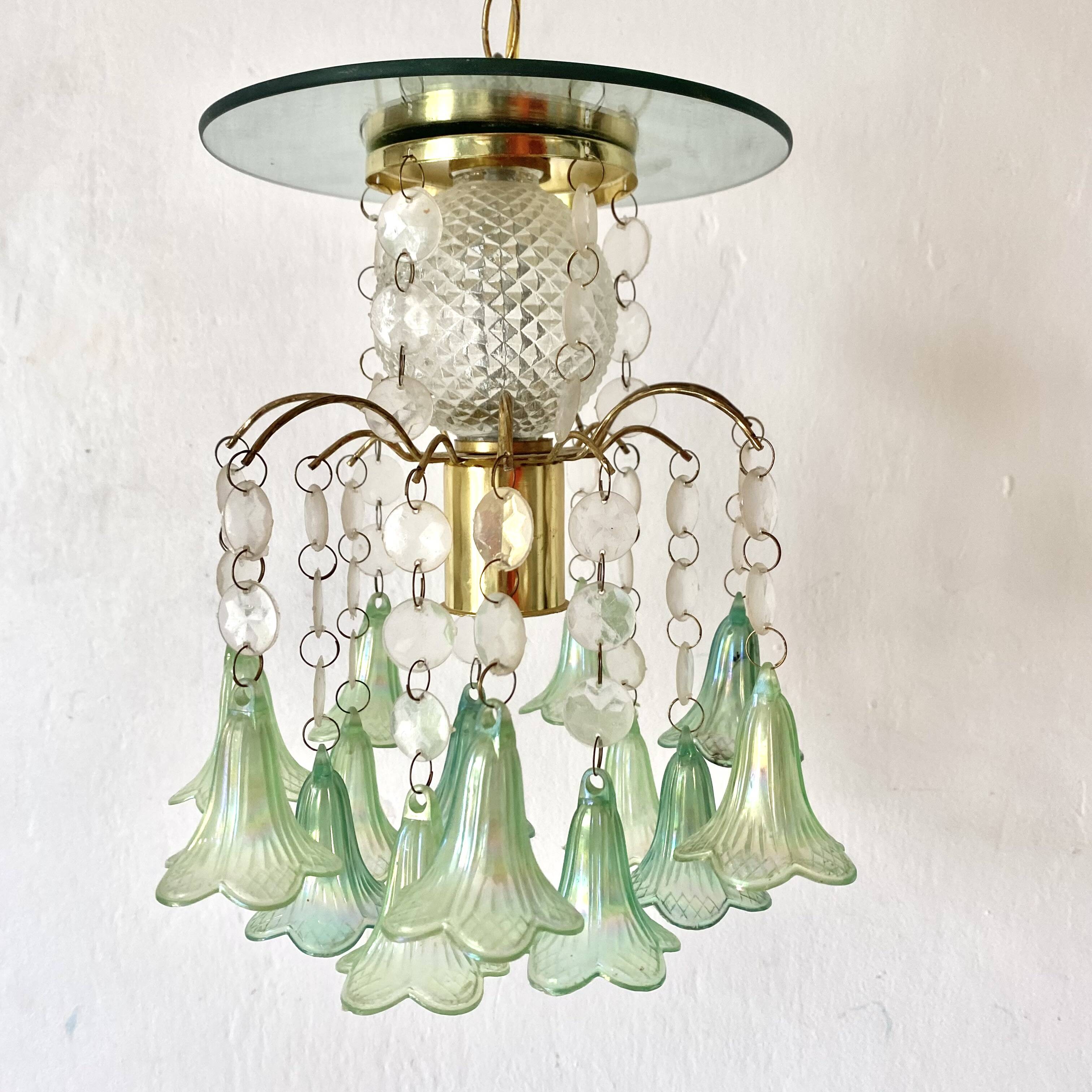 Vintage pendant lamp with tassels and bells