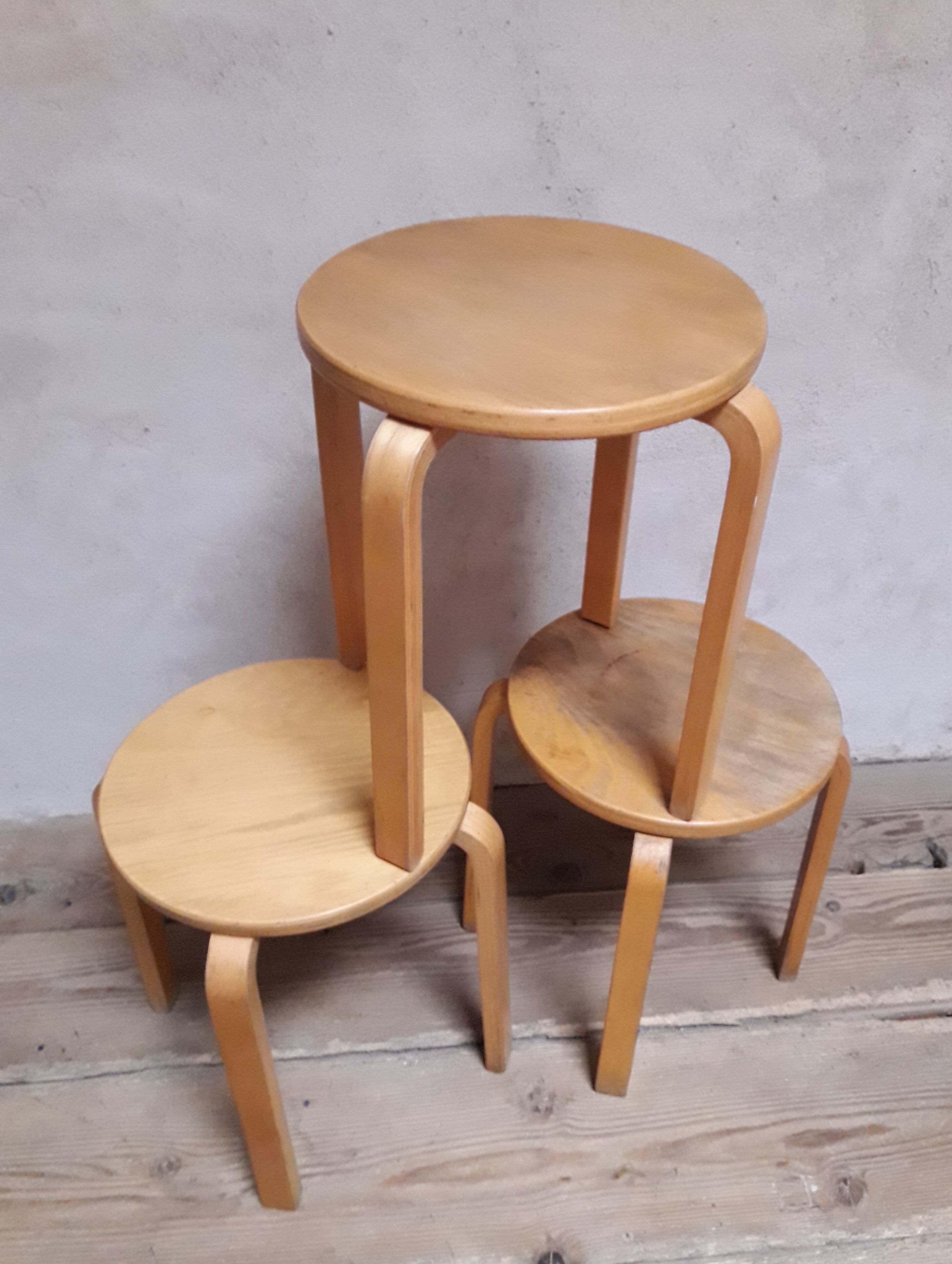 3 Stackable Scandinavian stools