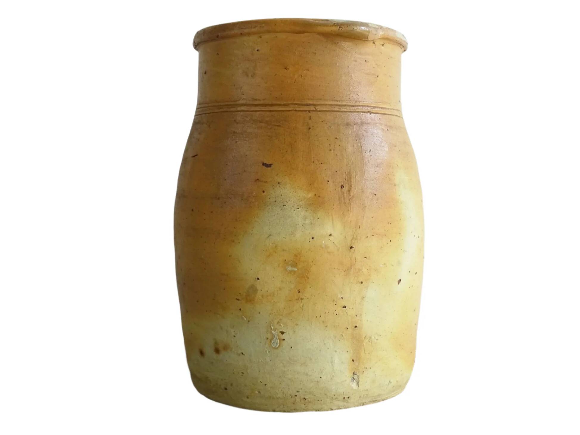 Pichet ancien en faïence française aux tons orangés