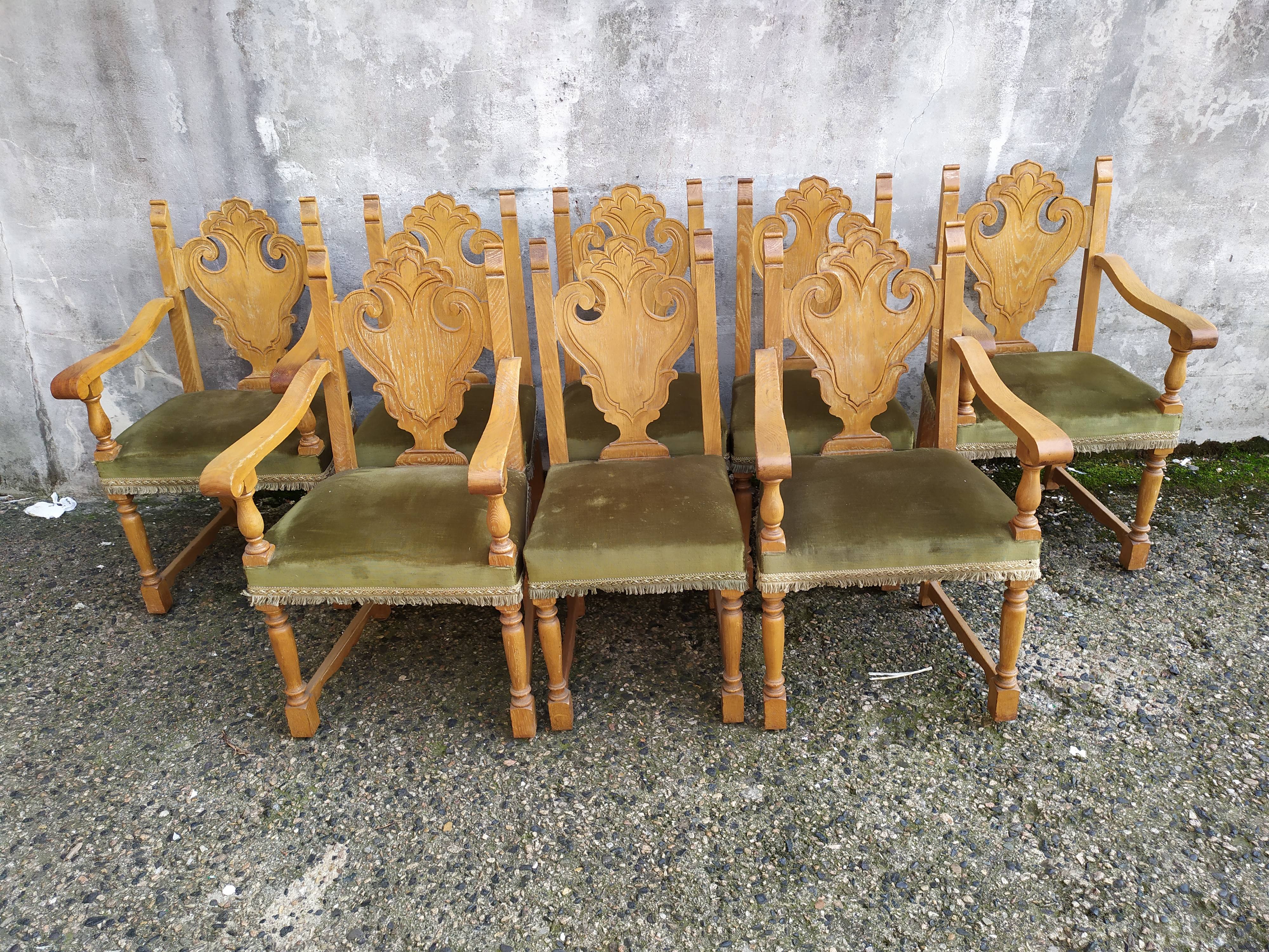 8 ceruse oak style chairs