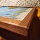 Vintage 1960s oil on canvas painting of a fishing port, framed and signed.