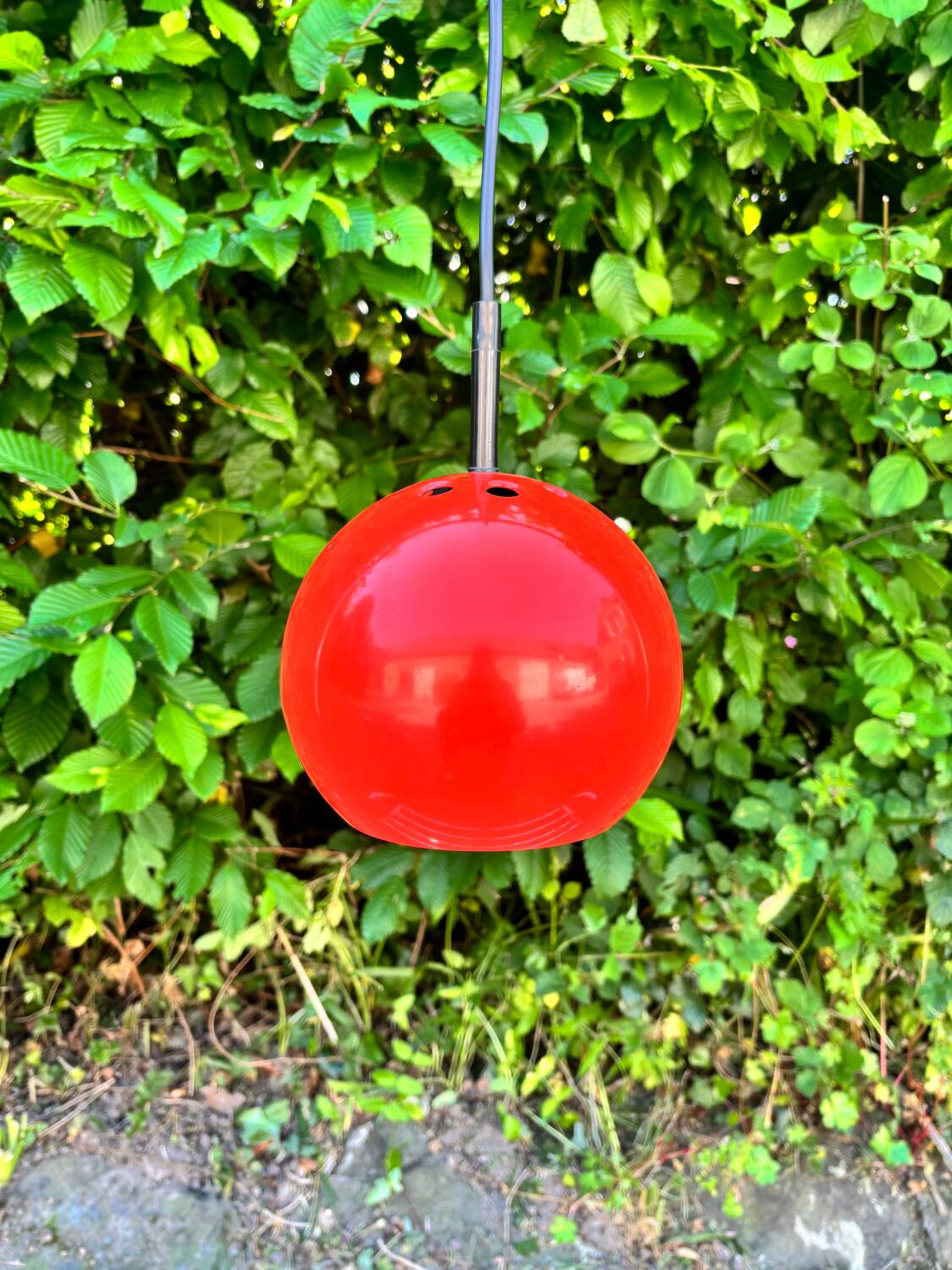 Orange metal eye ball pendant light by LITA vintage 1970