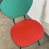 Set of 3 two-tone formica chairs from the 50s