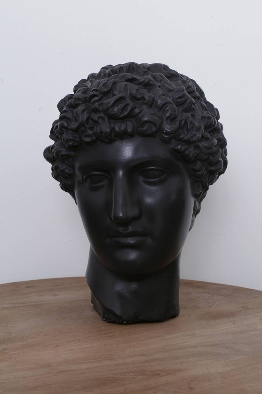 Greek head in waxed black plaster