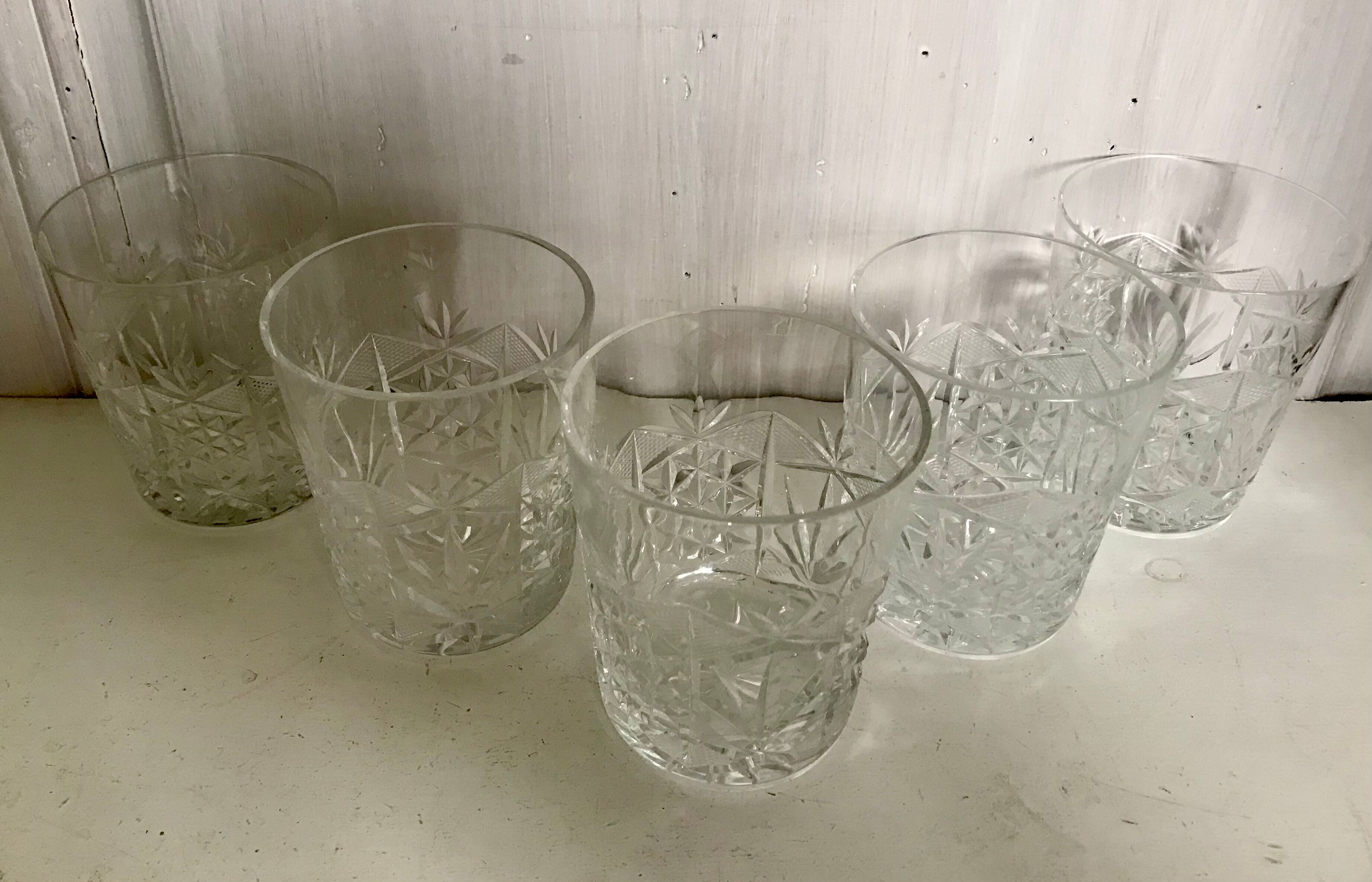 Set of 5 crystal whiskey glasses