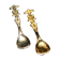 Set of 2 vintage gold metal salt spoons.