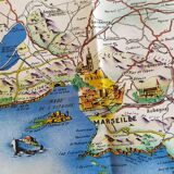 Beautiful poster map of Provence and Corsica