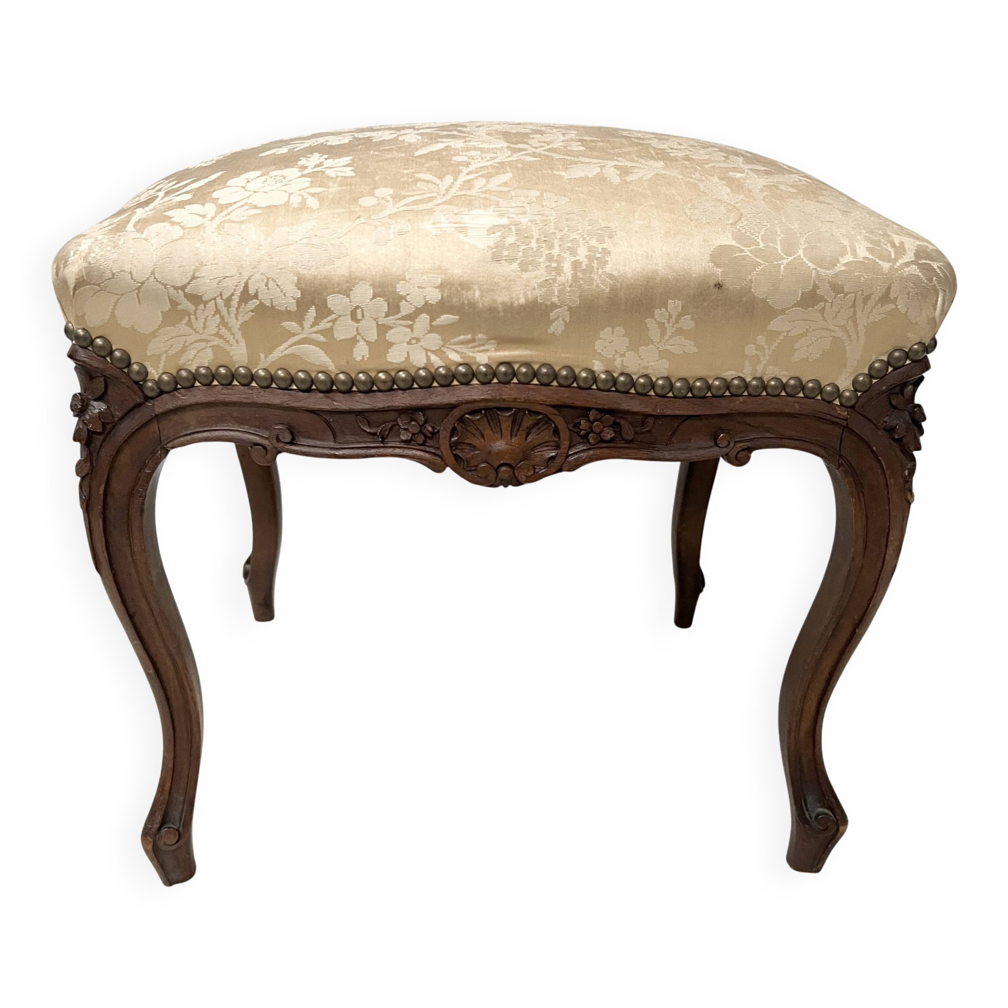 Louis XV style stool in solid walnut, 20th century