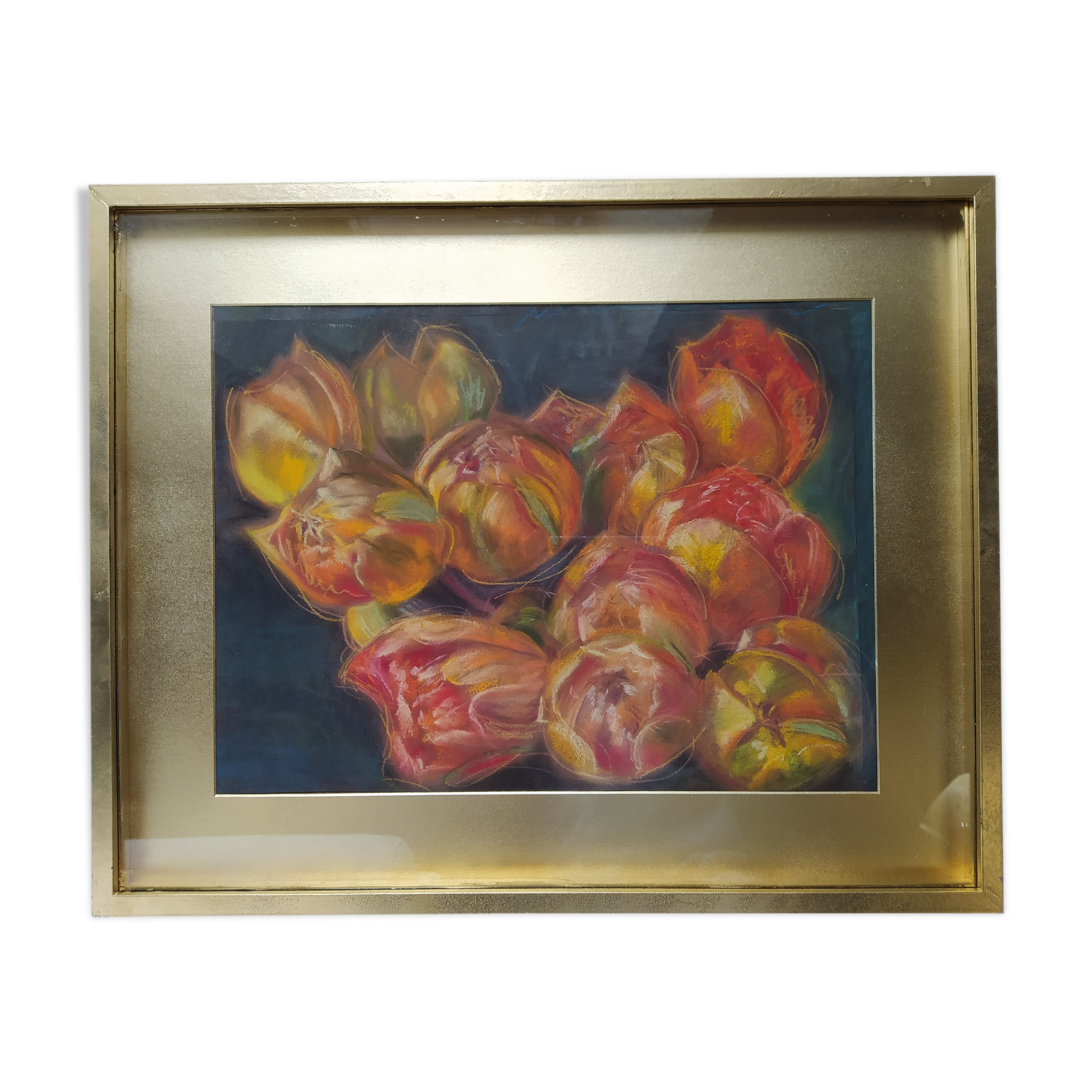Pastel nature morte aux tulipes