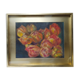 Pastel nature morte aux tulipes