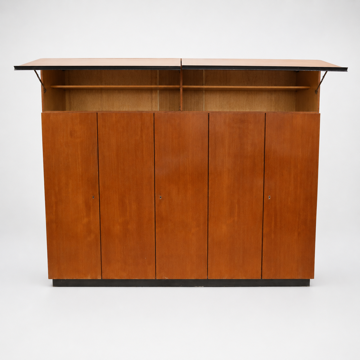 Large vintage teak wardrobe from the 1960s, with hanging and shelving sections