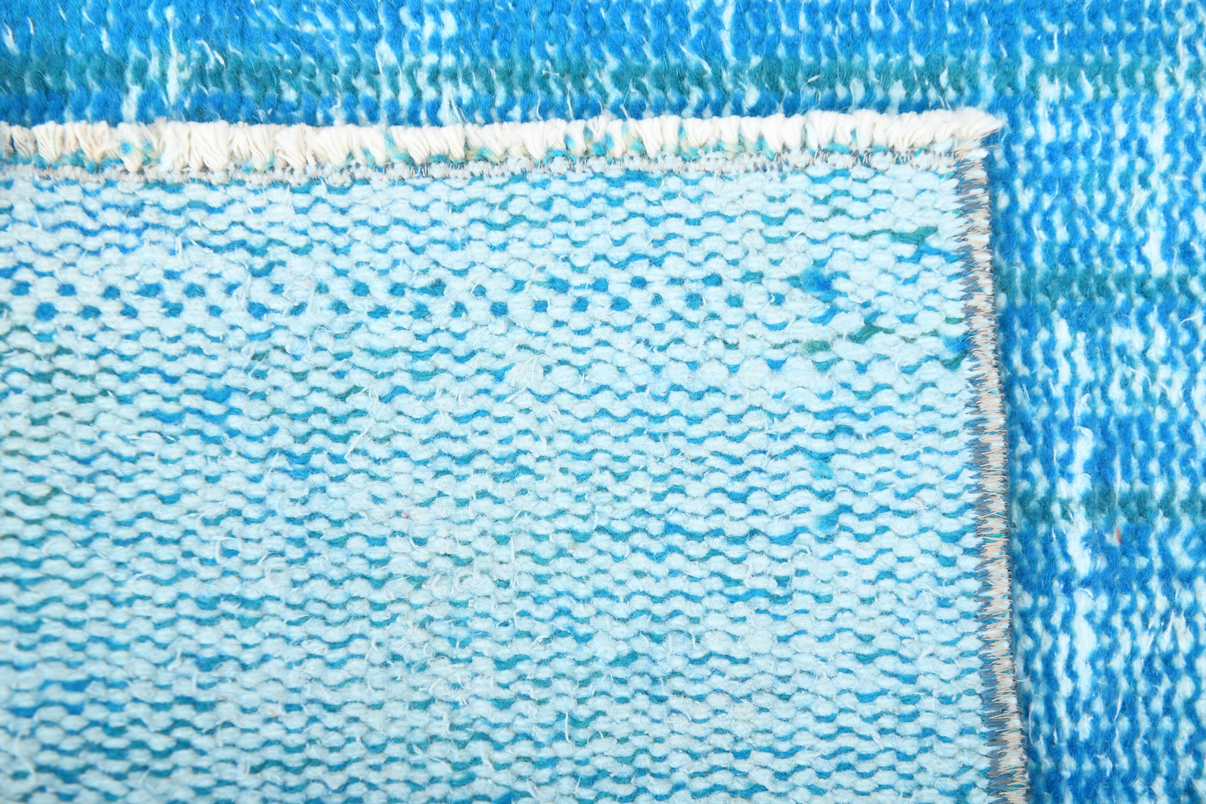 2x9 Sky Blue Classic Turkish Vintage Runner Rug, 56x268Cm