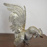 Pair of silver brass roosters