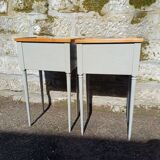 Pair of patinated bedside tables in Louis XVI style