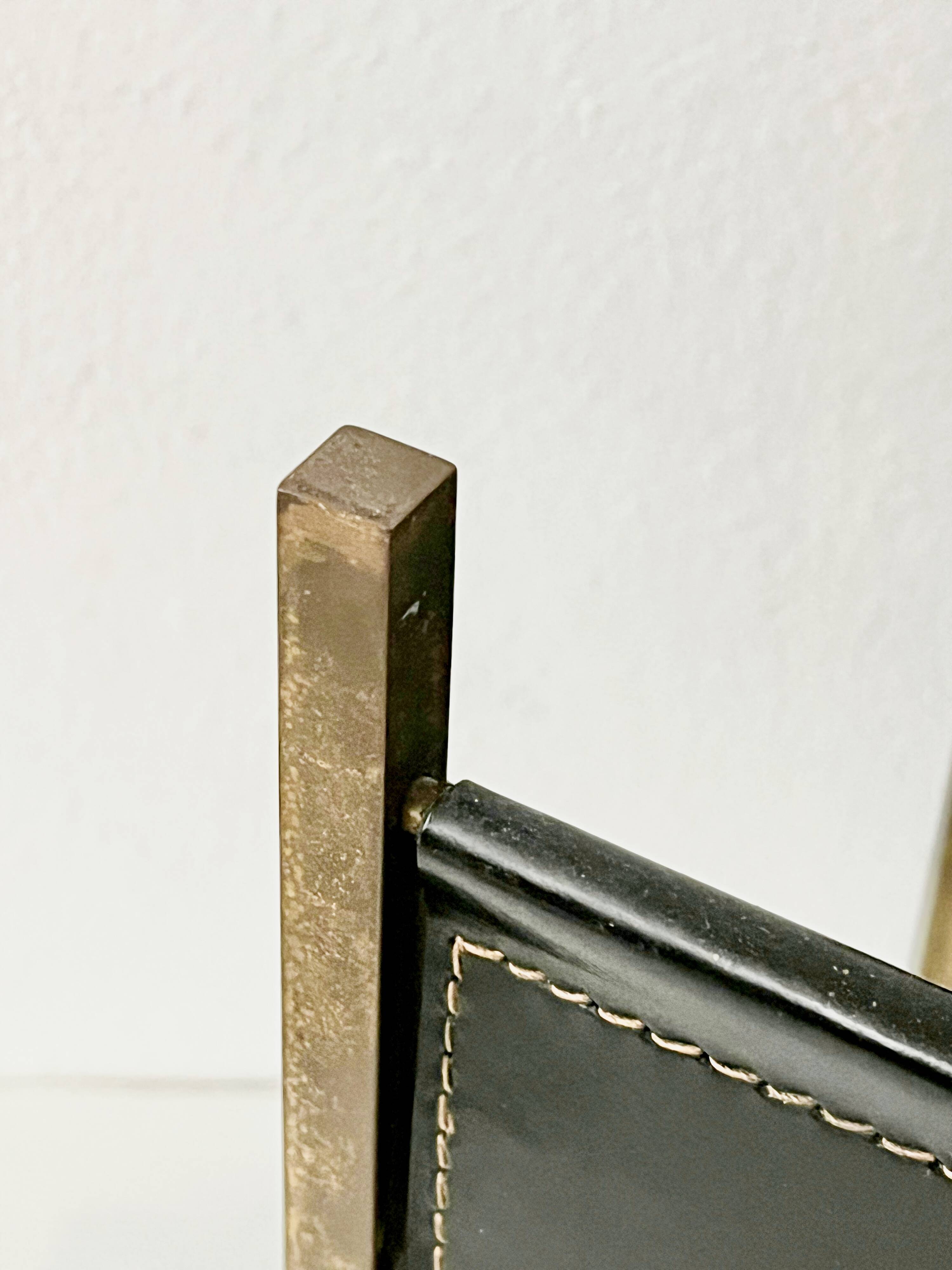 French mid-century leather magazine rack