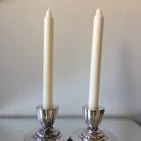 Pair of ART DECO  Silver plated Candleholders
