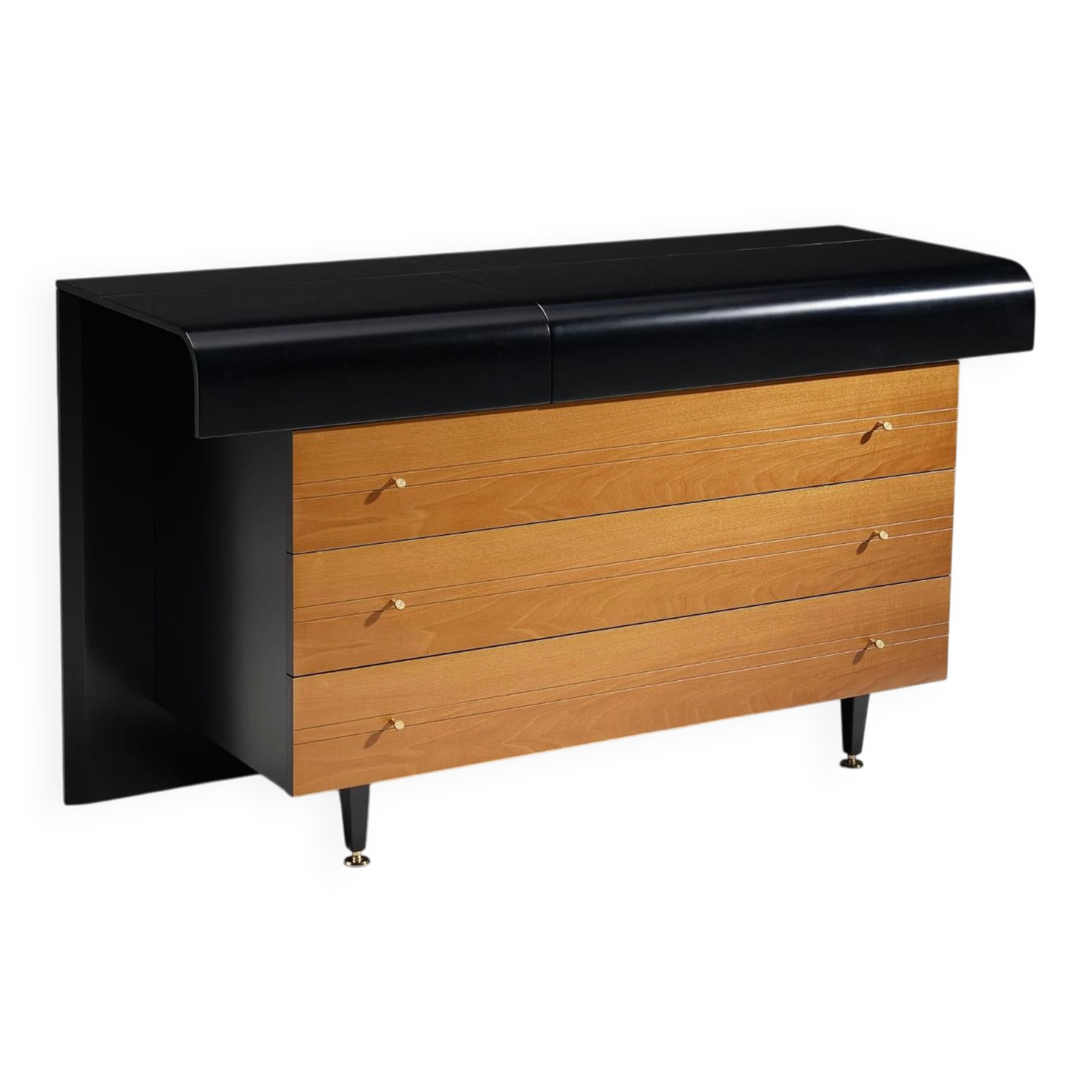 French Commode with Drop-Front Secretary Desk, 3 Drawers, Pierre Cardin 1980s